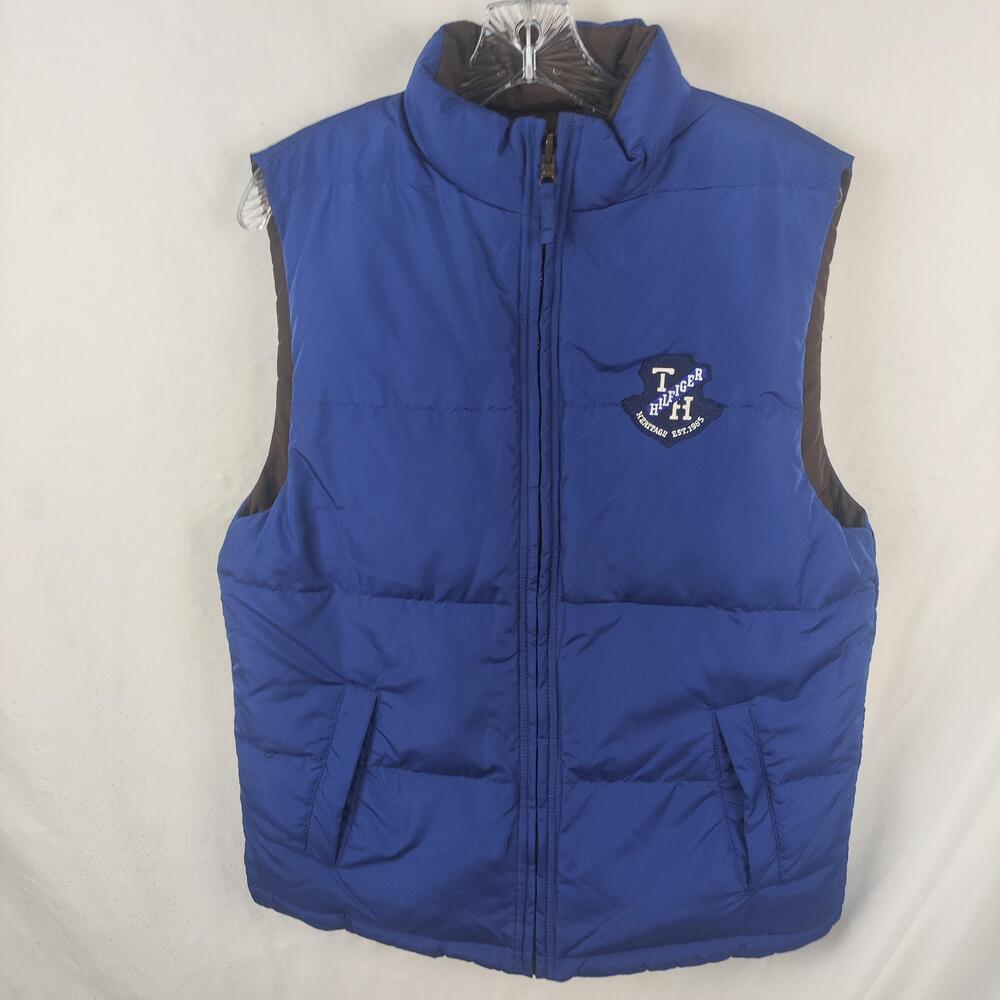 Tommy Hilfiger Vest Boys 20 Blue Puffer Full Zip Stand Collar Logo Insulated